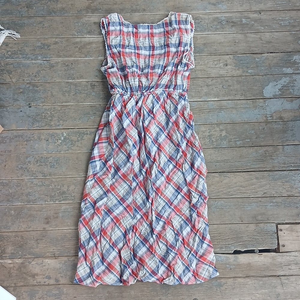 GUC Eddie Bauer Plaid Summer Sleeveless Dress Size 10 - Picture 4 of 5